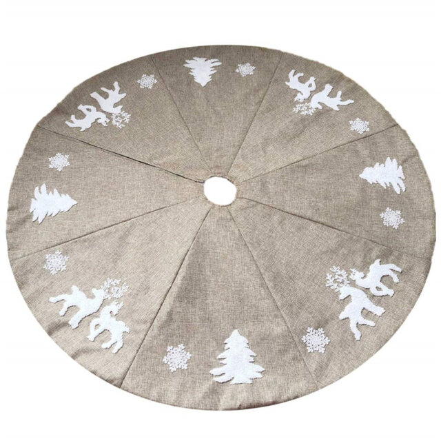 Felt tree blanket, linen Christmas tree blanket, reindeer tree skirt, Christmas tree underlay, Christmas tree blanket