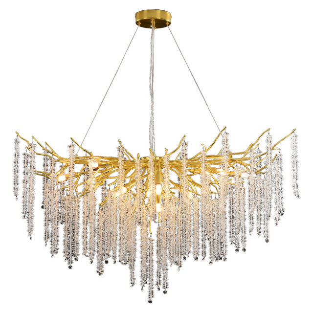 Eckhardt Modern Chandelier Crystal Light, Luxury Crystal Pendant Light, Dimmable Round Crystal Pendant（silver 80cm）