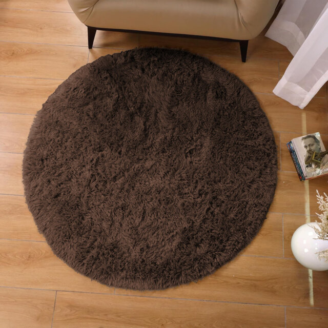 Round Shaggy Area Rug – Plush Soft High Pile Floor Rug For Living Room & Bedroom