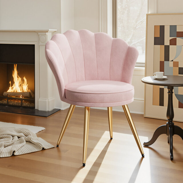 66cm Wide Velvet Barrel Chair Accent Chair with Gold Legs Upholstered Armchair with Padded Seat & Back – Modern Comfy Vanity Chair for Bedroom, Living