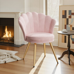 66cm Wide Velvet Barrel Chair Accent Chair with Gold Legs Upholstered Armchair with Padded Seat & Back – Modern Comfy Vanity Chair for Bedroom, Living