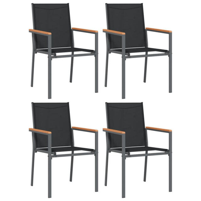Latitude Run Garden Chairs 4 Pcs Black 55X61.5X90 Cm PVC-coated polyester And Steel