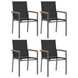 Latitude Run Garden Chairs 4 Pcs Black 55X61.5X90 Cm PVC-coated polyester And Steel