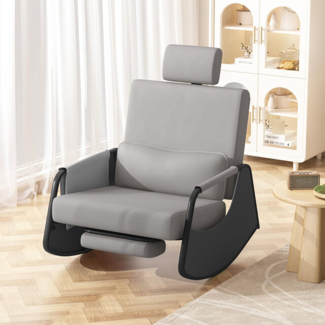 Rocking Chair With Retractable Footrest And Adjustable Backrest