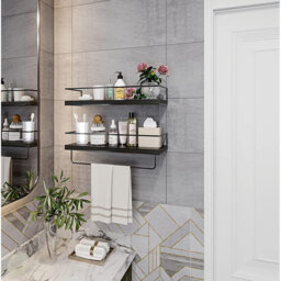 Wall Mounted Floating Shelves, 2 Wooden Bathroom Shelves, Hanging Wall Shelves