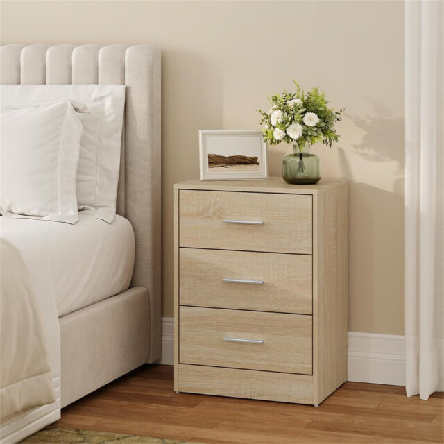 Bedside Tables Set Of 2, Chest Of 3 Drawers Nightstands