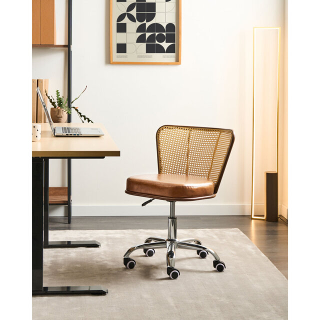 Desk Chair ROSWELL Faux Leather Brown