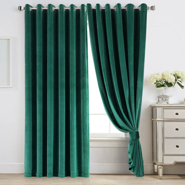 Reede Luxury Crushed Velvet Eyelet Curtains - Fully Lined, Heavy Plush Drapes