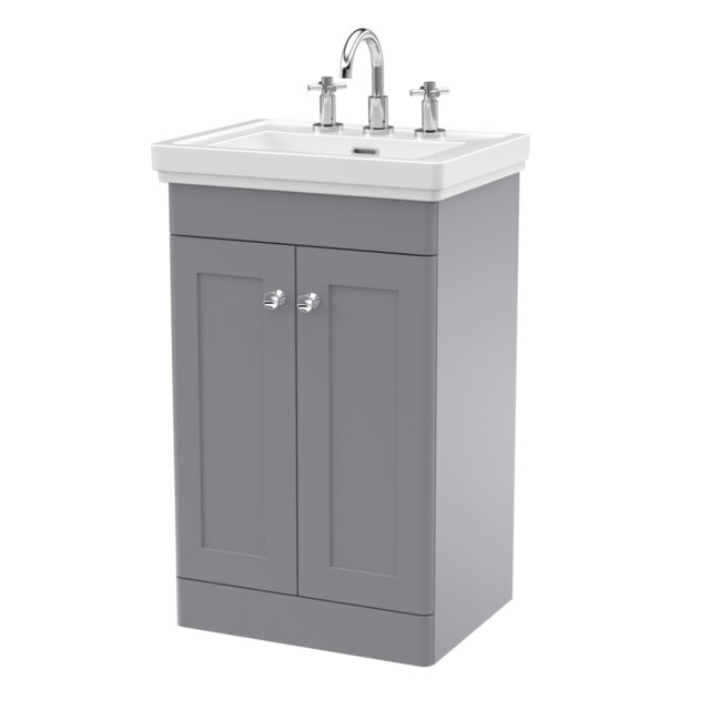 55mm Free-standing Single Bathroom Vanity with Vitreous China Vanity Top