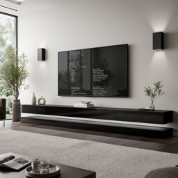 "Unfinished TV Stand for TVs up to 88"" with Fireplace Included"
