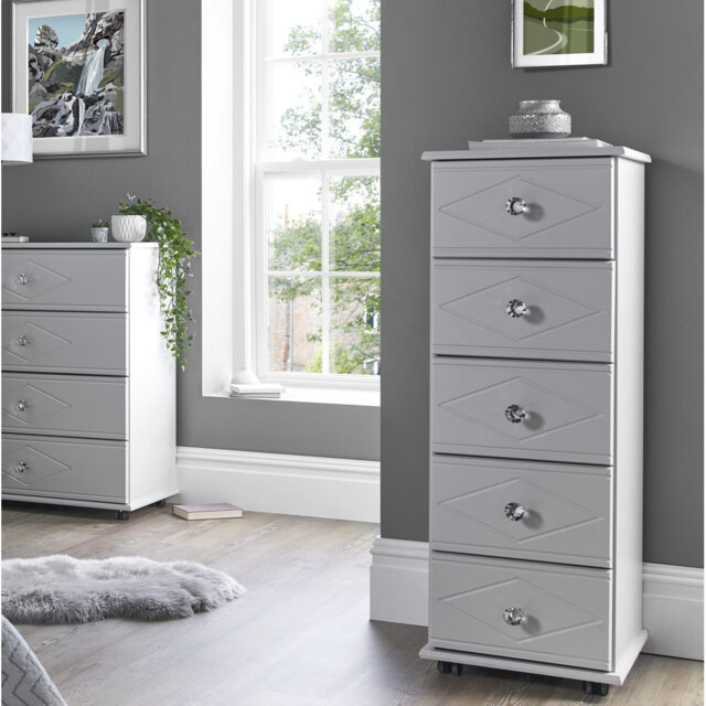 Adwell Diamond 5 Drawer Tallboy Chest