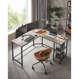 Devault L-Shaped Metal Base Writing Desk