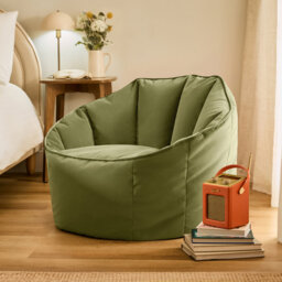 icon Sirena Scallop Chair Bean Bag Ochre Yellow Velvet Bean Bags