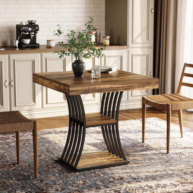 Square Dining Table with Steel Base