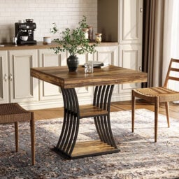 Square Dining Table with Steel Base