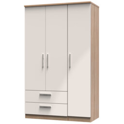 Borgeson Triple 2 Drawer Wardrobe in Grey Gloss & Grey