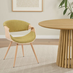 Tuohy Mid-Century Open Back Dining Chair in Fabric Upholstery