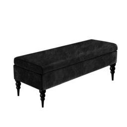 Safar Plain Upholstered Bench – Naples Shoe Bench Footstool with Storage & Turned Wooden Legs