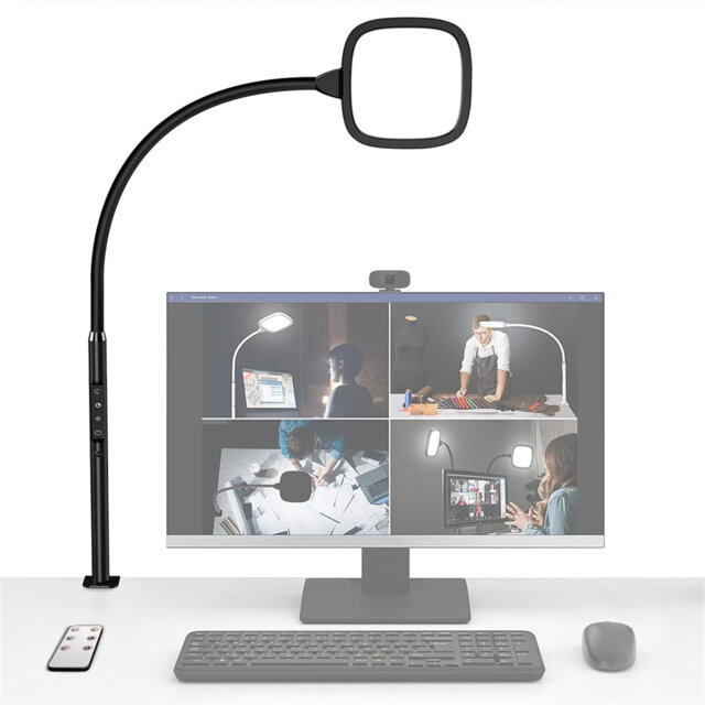LED Study Desk Lamp, 20W Clip-On Office Desk Lamp, Dimmable, Top Bright, 360° Rotation, Large Lighting Area, Clip-On Architect Desk Lamp