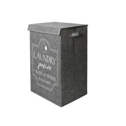 MantraRaj Collapsible Laundry Basket With Handle Laundry Hamper Storage Basket With Lid (Dark Grey)