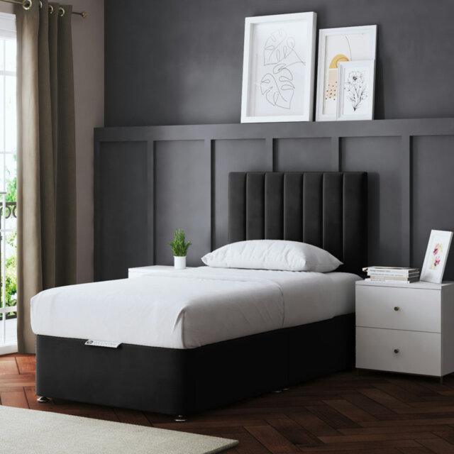 Upholstered Panel Divan Bed with Headboard