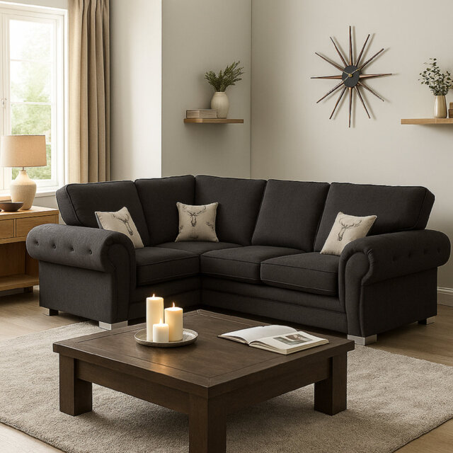 Verona 4 Seater High Back Fabric 2C1 Corner Sofa with Left and Right Configuration