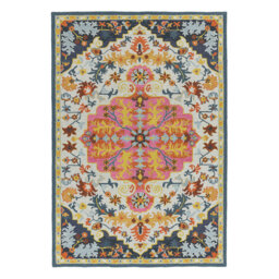 Adcox Hand Tufted Wool Blue/Pink/Grey Rug