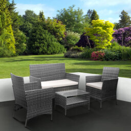 4Pc Rattan Garden Furniture Set  Outdoor Lounger Sofa, Chairs And Table Bistro Set For Lawn, Patio, Inside Conservatory  Easy To Store, Stackable, Ide