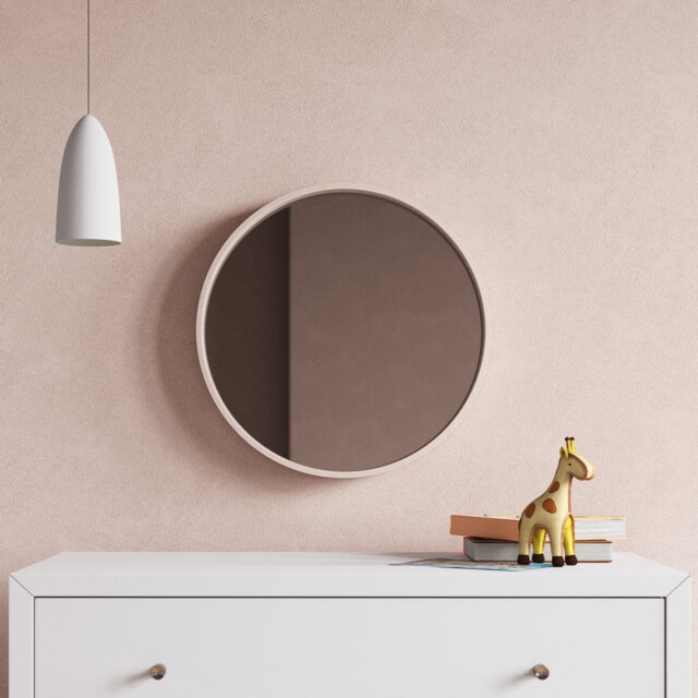 Round Wood Framed Wall Mounted Accent Mirror
