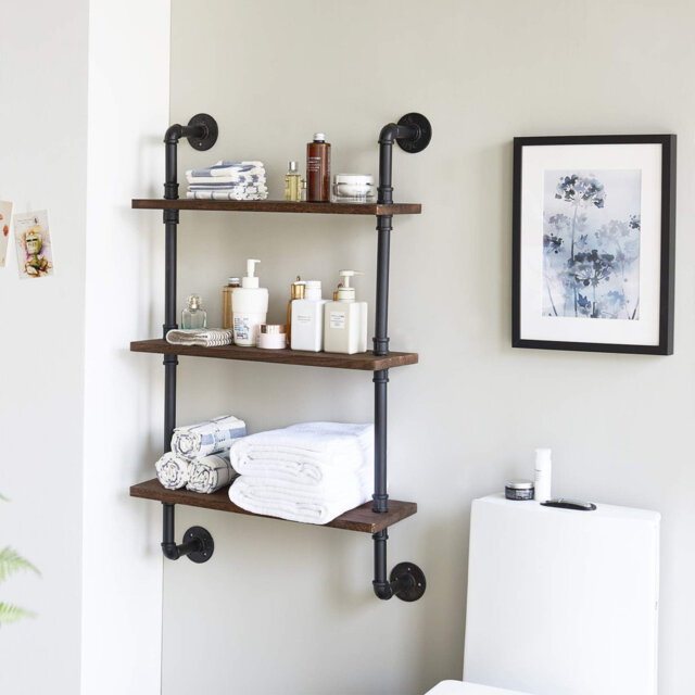 Pipe Floating Shelves, Wall Shelf Outdoor, Decorative Shelving Unit For Wall, Plant Stand, Storage Organiser Shelf For Bedroom, Bathroom, Living Room,