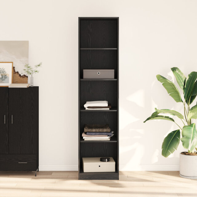 Corner Bookcase Black Oak Engineered Wood Medium