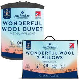 Slumberdown Wonderful Wool Mediumweight Duvet with 2 Medium Support Pillows