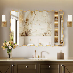 Wavy Rectangle Metal Framed Wall Accent Mirror
