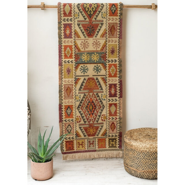 Hartsburg Geometric Hand Woven Flatweave Indoor / Outdoor Area Rug