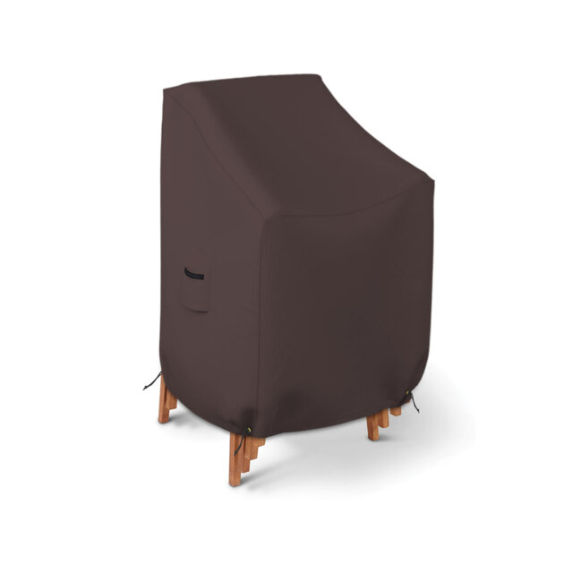Stackable Chair Cover 18 Oz Waterproof - 100% UV & Weather Resistant PVC Coated Patio Furniture Cover With Air Pockets & Drawstring For Snug Fit