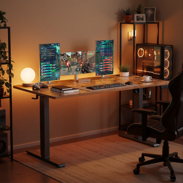 Height Adjustable Desk, Electric Standing Desk, 4 Memory Heights, Sedentary Reminder, 160 X 70 Cm, Rustic Brown