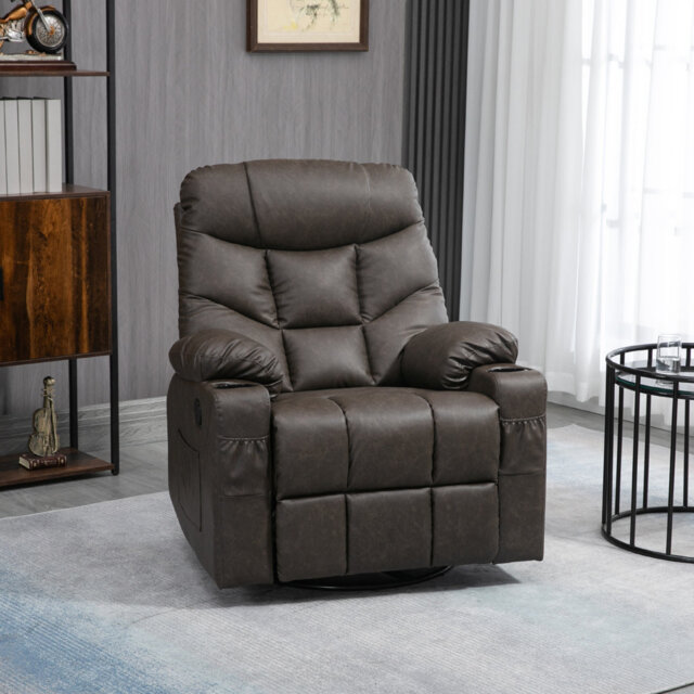 HOMCOM Recliner Armchair Swivel Manual Reclining Rocker Chair