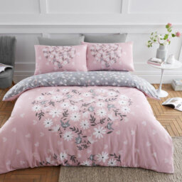 Floral Pattern Polycotton Duvet Cover Set with Matching Pillowcases for Modern Bedroom Decor