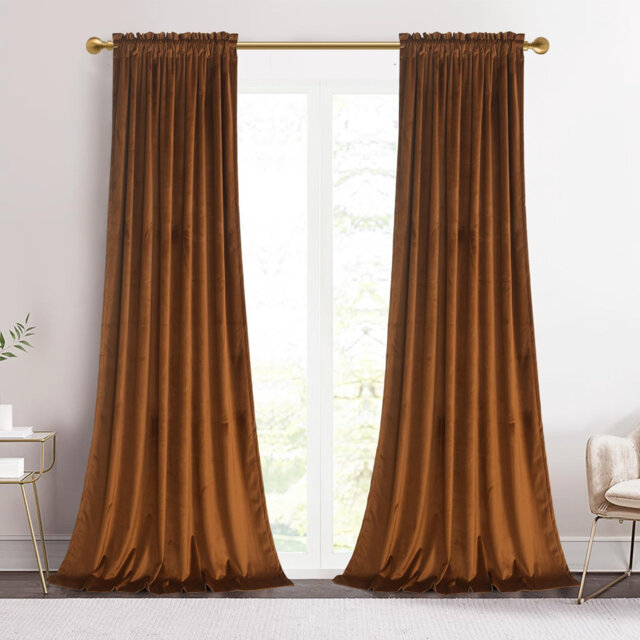"52""W Brown 2 Panels Luxury Decor Blackout Curtains Drapes"