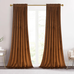 "52""W Brown 2 Panels Luxury Decor Blackout Curtains Drapes"