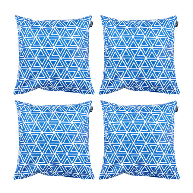 icon Indoor and Outdoor Abstract Leaf Waterproof Filled Cushion 4x Blue Double Sided Print