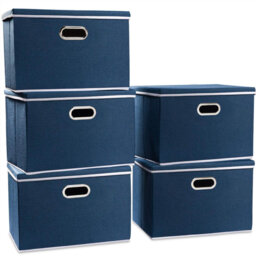 Large Foldable Storage Boxes With Lids [5-Pack] Organizer Containers Baskets Cube With Cover For Home Bedroom Closet Office Black45x30x30cm For 6+ Yea