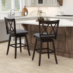 Dutil Swivel Counter Stool with Solid Wood Frame