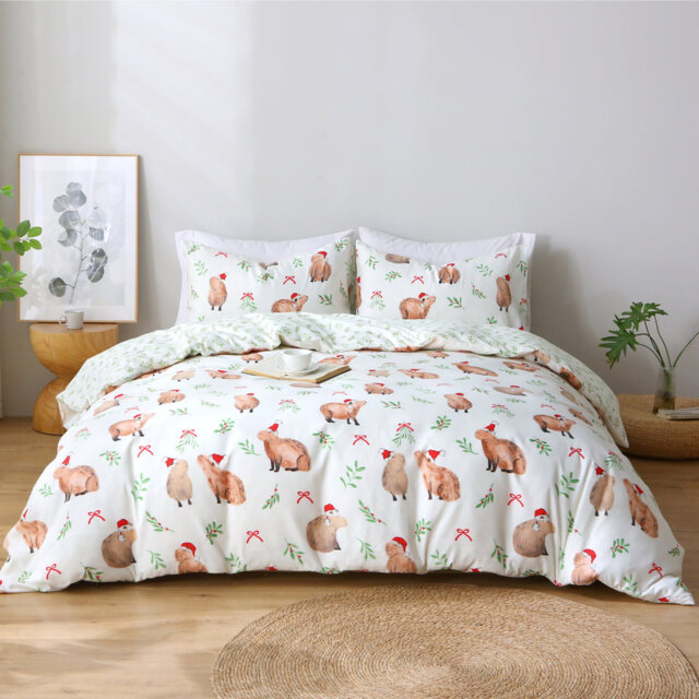 Premium Microfiber Duvet Cover Set All Season Reversible Christmas Bedding Ultrasoft Soft Touch Duvet Set with Zipper Closure