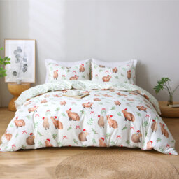 Premium Microfiber Duvet Cover Set All Season Reversible Christmas Bedding Ultrasoft Soft Touch Duvet Set with Zipper Closure