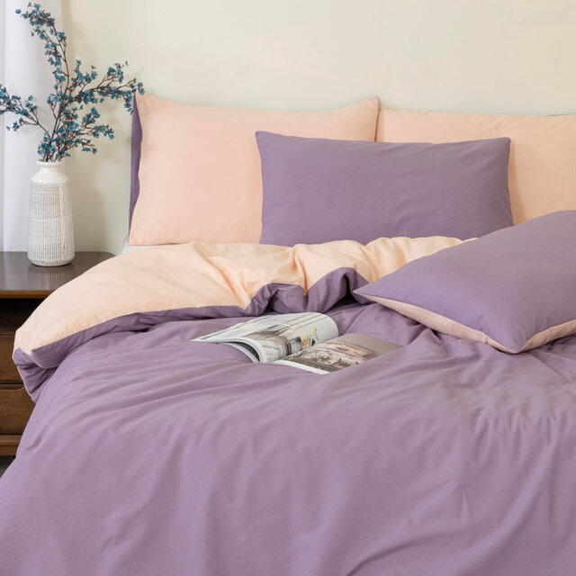 Reversible 100% Cotton Duvet Cover Set, Luxury Cotton Duvet Cover with Pillowcases, Soft & Breathable