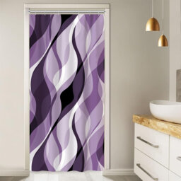 Pack of 1 Modern Abstract Black and Grey Striped Shower Curtain Set with Hooks