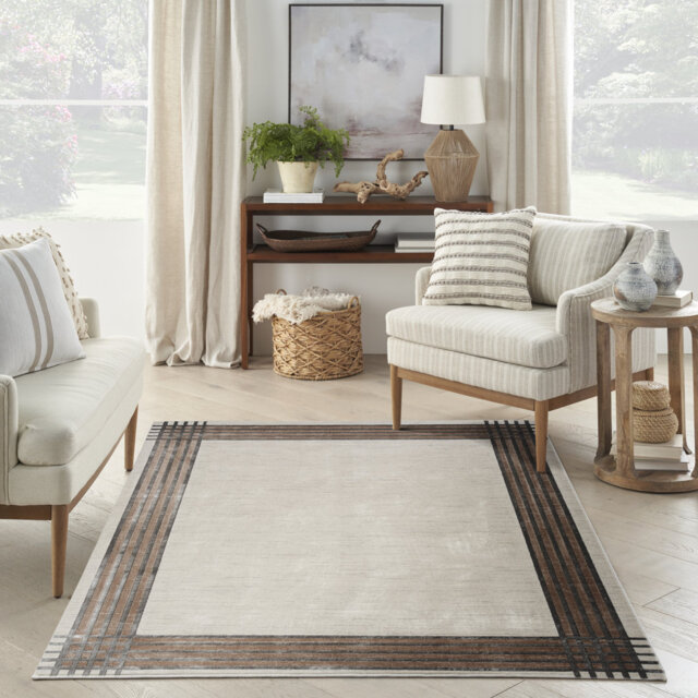 Mahim Machine Woven Ivory/Silver Rug