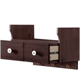 Huck Pine Solid Wood Accent Shelf with Drawer