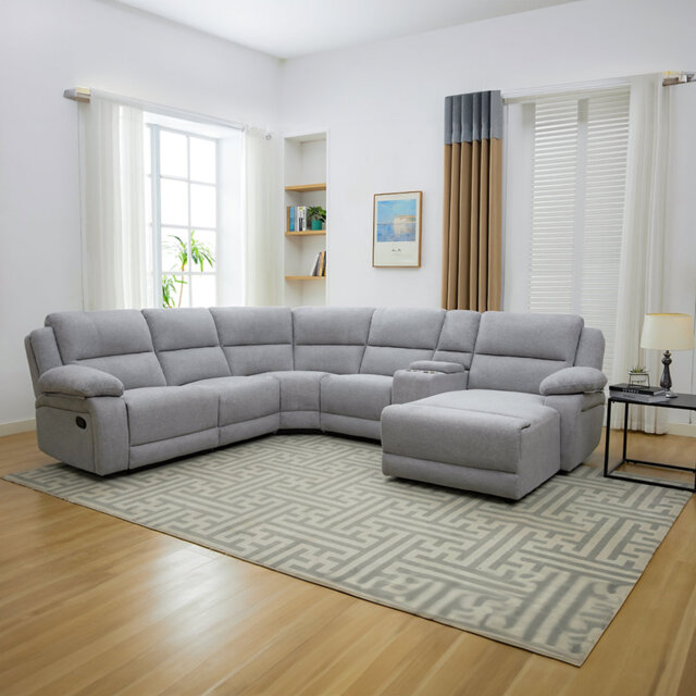 Resel 5 Seater Fabric Reclining Corner Sofa
